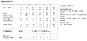 James Brett Double Knit Knitting Pattern - Girl's Frilled Cuff Cardigan (JB829)