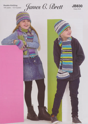 James Brett Double Knit Knitting Pattern - Children's Winter Accessories (JB830)