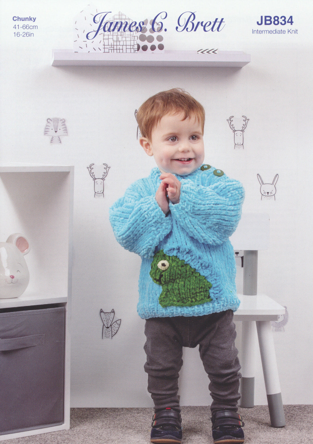James Brett Chunky Knitting Pattern - Children's Dinosaur or Bear Jumper (JB834)