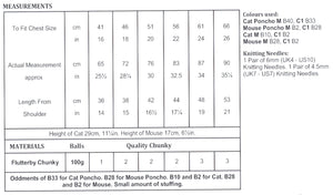 James Brett Chunky Knitting Pattern - Child's Cat or Mouse Poncho & Toy (JB835)
