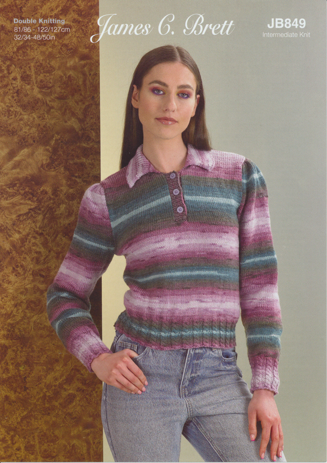 James Brett Double Knit Knitting Pattern - Ladies Sweater (JB849)