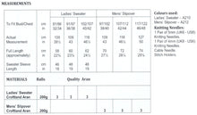 Load image into Gallery viewer, James Brett Aran Knitting Pattern - Ladies Sweater &amp; Mens Slipover (JB852)