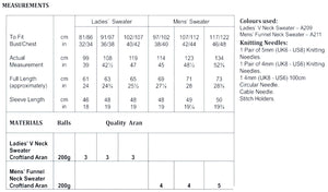 James Brett Aran Knitting Pattern - Ladies & Mens Sweater (JB854)