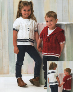 James Brett DK double Knit Knitting Pattern – Kids Sweater & Cardigan (JB871)