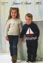 Load image into Gallery viewer, James Brett DK Double Knitting Pattern - Boys Or Girls Nautical Sweaters (JB872)