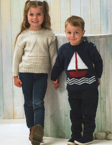 James Brett DK Double Knitting Pattern - Boys Or Girls Nautical Sweaters (JB872)