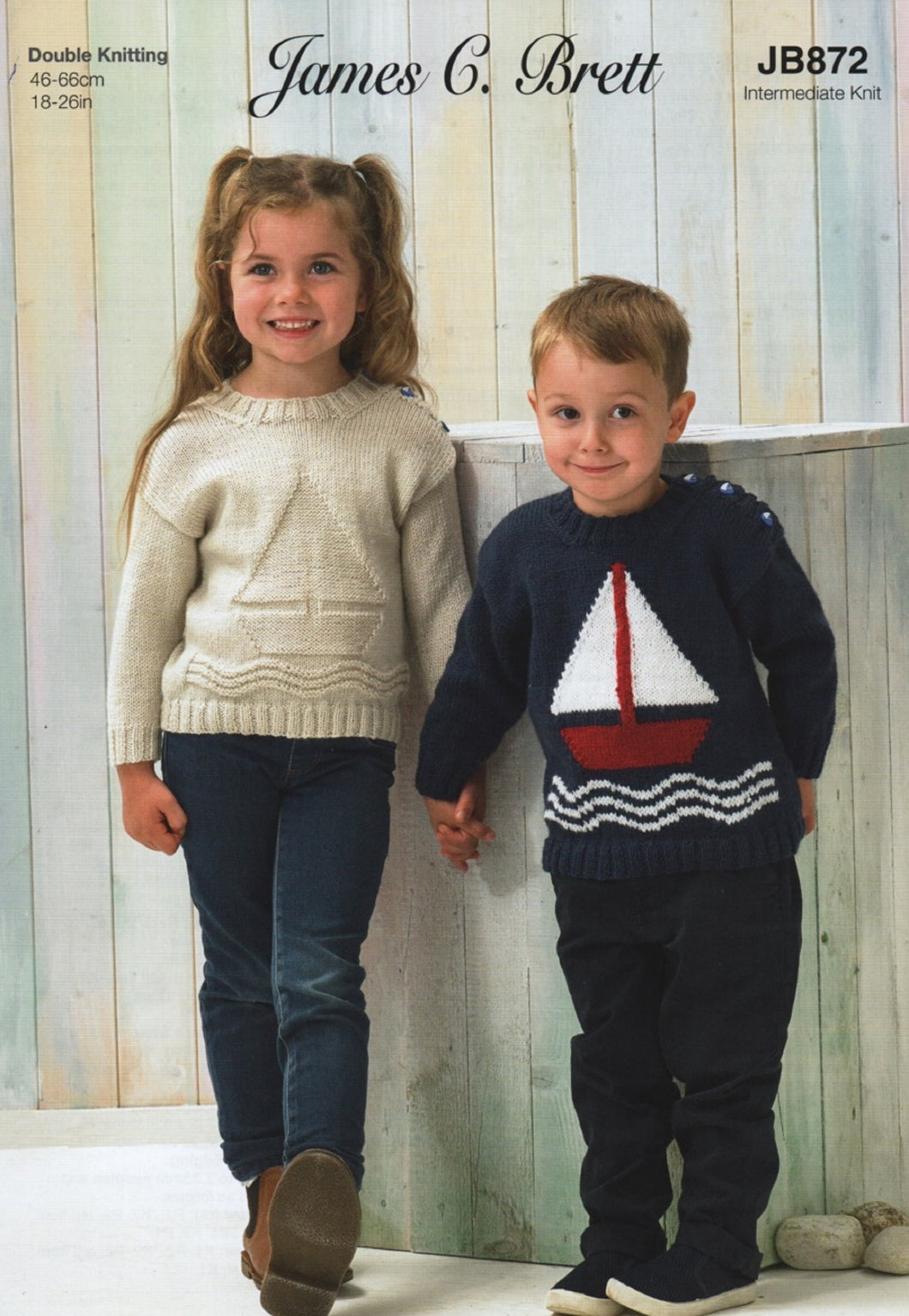 James Brett DK Double Knitting Pattern - Boys Or Girls Nautical Sweaters (JB872)