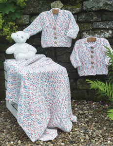 James Brett Flutterby Knitting Pattern - Baby Cardigans and Blanket (JB881)