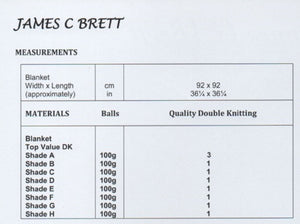 James Brett Double Knit Knitting Pattern - Rainbow Theme Blanket JB906