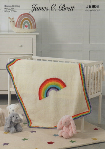 James Brett Double Knit Knitting Pattern - Rainbow Theme Blanket JB906