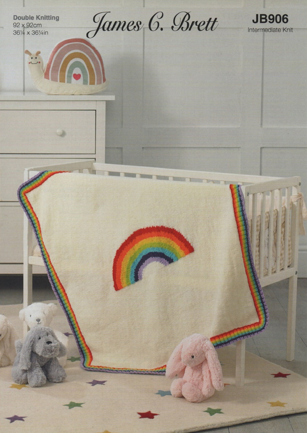 James Brett Double Knit Knitting Pattern - Rainbow Theme Blanket JB906