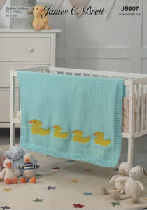 James Brett Double Knit Knitting Pattern - Duck Babies Blanket JB907