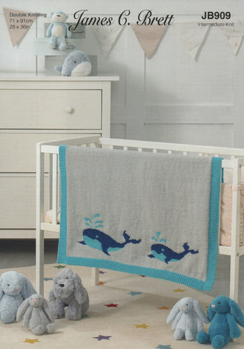 James Brett Double Knit Knitting Pattern – Whale Babies Blanket JB909