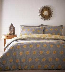 Portfolio Joel Ochre & Grey Reversible Single Duvet Set