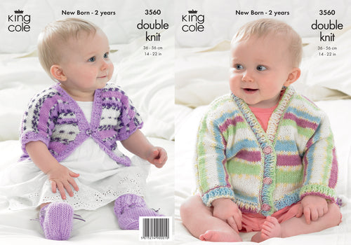 King Cole Double Knitting Pattern - 3560 Dolman Cardigans & Bootees