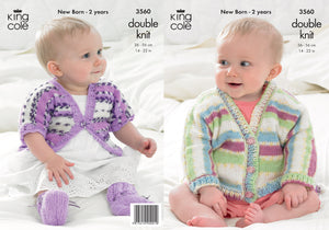 King Cole Double Knitting Pattern - 3560 Dolman Cardigans & Bootees