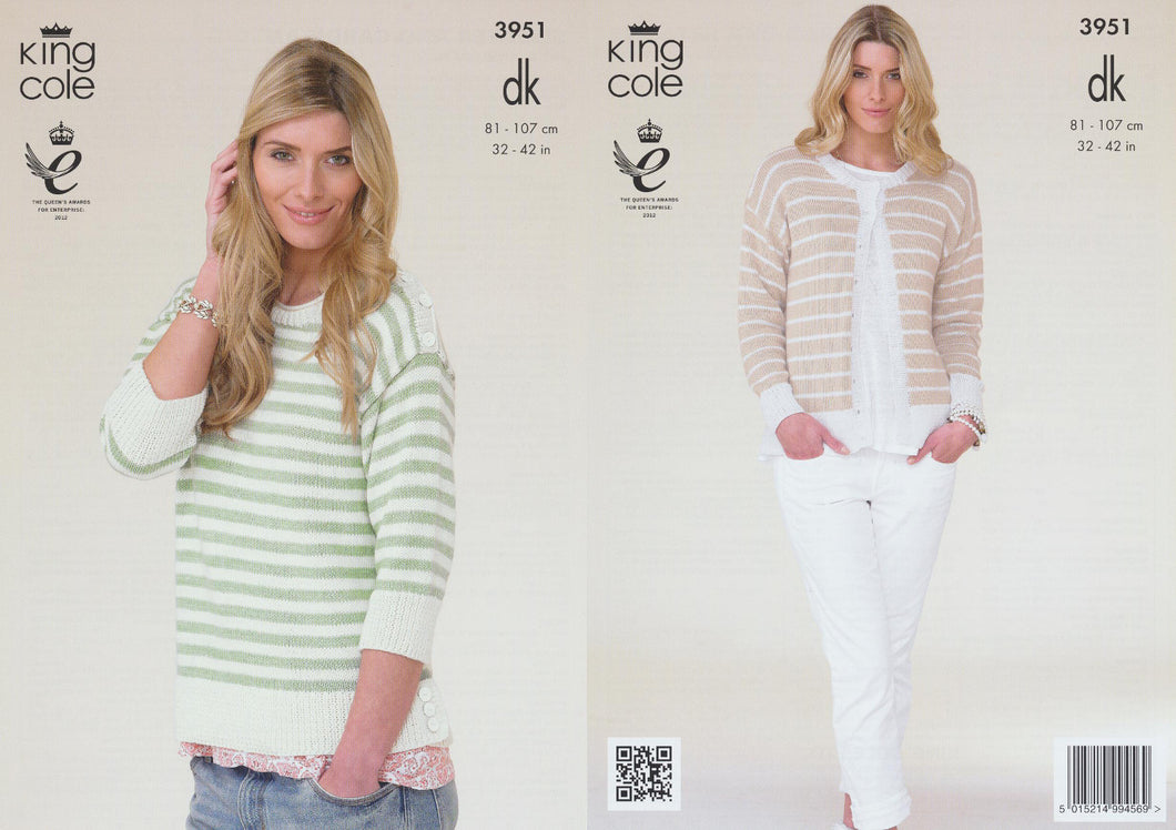 King Cole Double Knitting Pattern - 3951 Cardigans & Sweaters