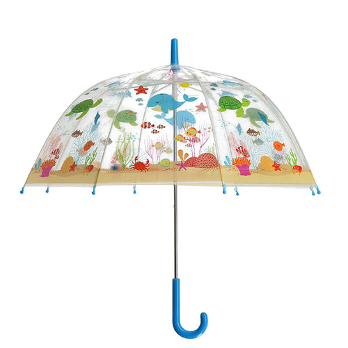 Fallen Fruits Kids Transparent Umbrella with Multi-Coloured Sealife Creatures