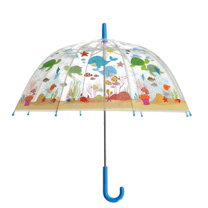 Fallen Fruits Kids Transparent Umbrella with Multi-Coloured Sealife Creatures
