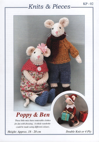 Knits & Pieces Double Knit 4Ply Knitting Pattern Poppy & Ben Mice KP-02