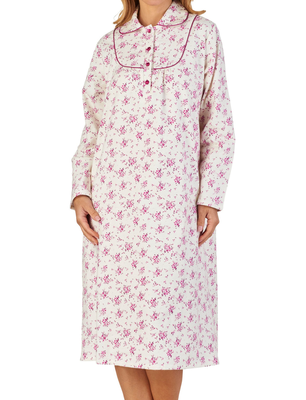 Slenderella Ladies Winceyette Cotton Floral Peter Pan Collar Nightie C Classic Home Store