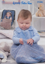 Load image into Gallery viewer, Wendy Peter Pan Chunky Knitting Pattern - Snuggle Bag &amp; Car Seat Blanket (P1298)