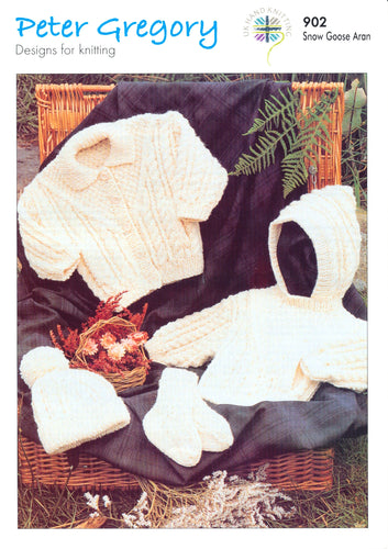 Peter Gregory Aran Knitting Pattern - Sweater Jacket Hat & Socks (902)