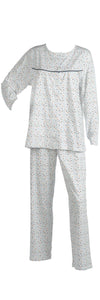 Slenderella Ladies Spot & Heart Print Cotton Pyjamas Blue - UK 10/12