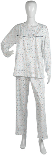 Slenderella Ladies Spot & Heart Print Cotton Pyjamas Blue - UK 10/12