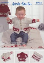 Load image into Gallery viewer, Wendy Peter Pan Baby DK Knitting Pattern - Heart Cardigans &amp; Blanket (PP013)