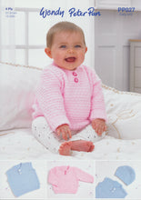 Load image into Gallery viewer, Wendy Peter Pan Baby 4ply Knitting Pattern - Sweater Slipover &amp; Hat (PP027)