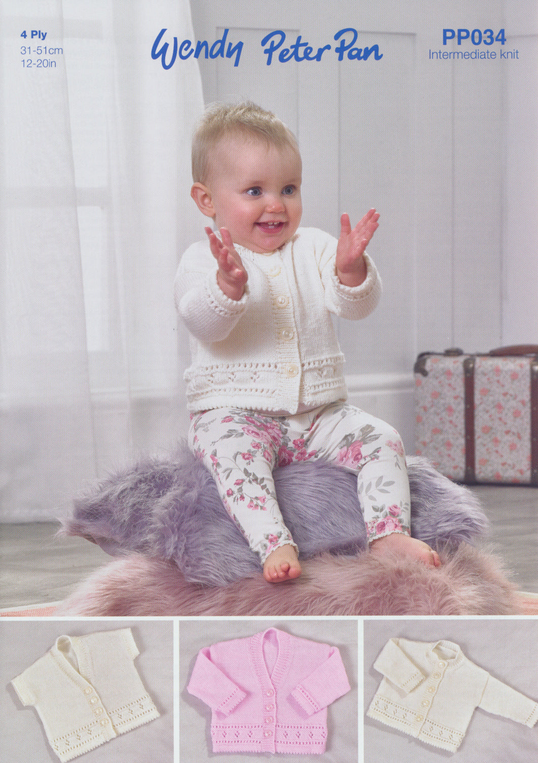 Wendy Peter Pan Baby 4ply Knitting Pattern - Cardigan & Waistcoat (PP034)