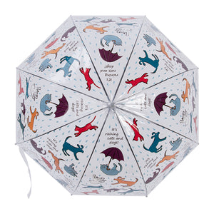 Esschert Design Transparent "It's Raining Cats & Dogs" Umbrella (80cm Diameter)