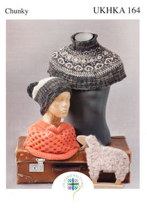 Chunky Knitting Pattern for Ladies Neck Warmer Cowl & Hat (UKHKA 164)