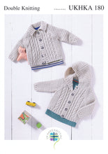 Load image into Gallery viewer, Double Knitting Pattern for Baby&#39;s Cardigans (UKHKA 180)