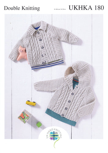 Double Knitting Pattern for Baby's Cardigans (UKHKA 180)