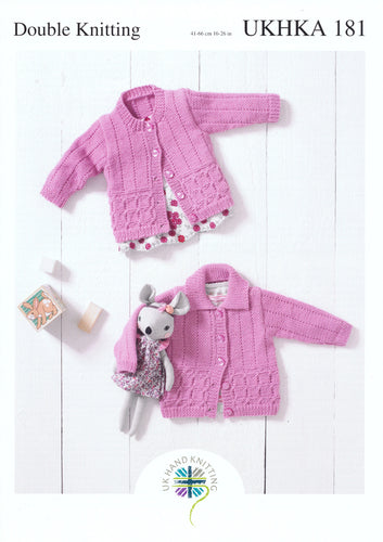 Double Knitting Pattern for Baby's Cardigans (UKHKA 181)