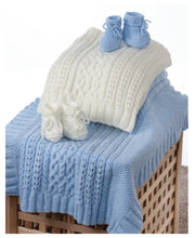 Load image into Gallery viewer, Double Knitting Pattern for Cable Baby Blanket &amp; Bootees (UKHKA 183)