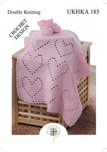 Load image into Gallery viewer, Double Knit Crochet Pattern for Heart Blanket &amp; Bootees (UKHKA 185)