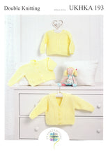 Load image into Gallery viewer, UKHKA 193 Double Knitting Pattern - Baby Cardigans &amp; Sweater