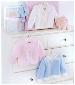 UKHKA 201 Double Knitting Pattern - Baby Cardigans & Sweater
