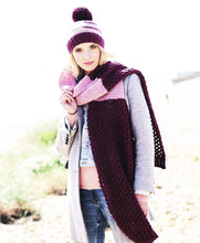 Load image into Gallery viewer, UKHKA 204 Chunky Knitting Pattern - Ladies Poncho Hat &amp; Scarf