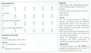 UKHKA 219 Double Knit Knitting Pattern - Baby Sweater Slipover & Hat