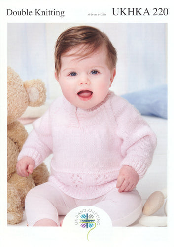 UKHKA 220 Double Knit Knitting Pattern - Baby Sweater & Cardigans