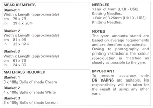 UKHKA 224 Double Knit Knitting Pattern - Baby Blankets