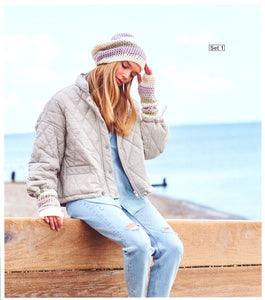 UKHKA 227 Chunky Crochet Pattern - Ladies Beanie Hat & Fingerless Mitts