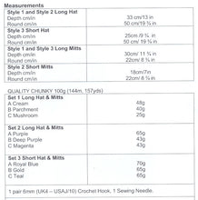 Load image into Gallery viewer, UKHKA 227 Chunky Crochet Pattern - Ladies Beanie Hat &amp; Fingerless Mitts