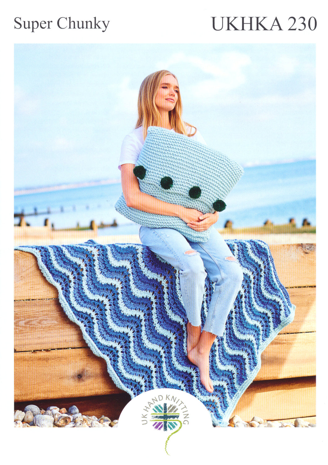 UKHKA 230 Super Chunky Knitting Pattern - Blanket & Cushion Cover
