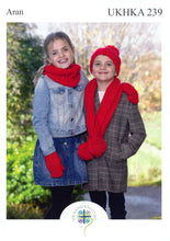 Load image into Gallery viewer, UKHKA 239 Aran Knitting Pattern - Children&#39;s Accessories
