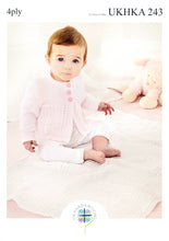 Load image into Gallery viewer, UKHKA 243 4ply Knitting Pattern - Baby Cardigans &amp; Blanket